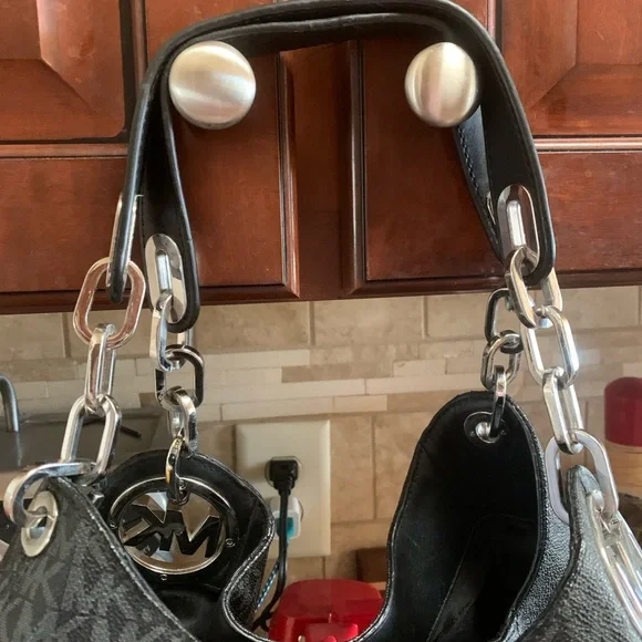 Michael Kors Gray & Black Logo Fulton Handbag - Picture 3 of 11